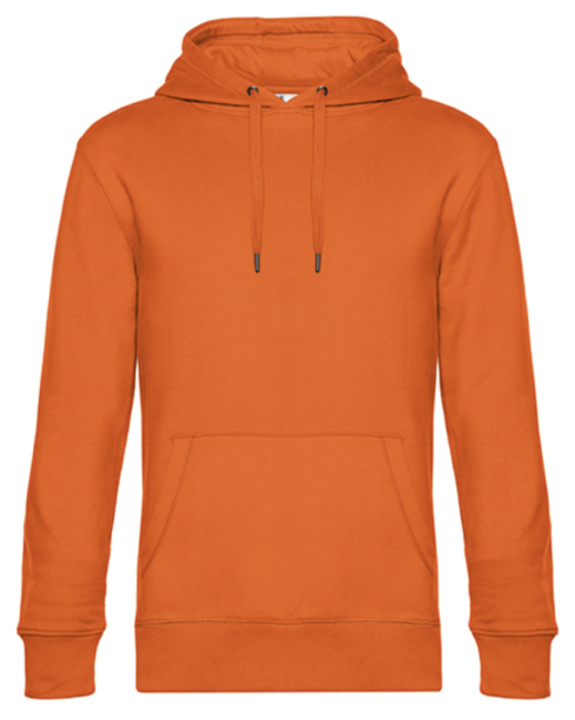 ein orangener  Hoodie, Kapuzenpulli ist von vorne dargestellt. Vorne befindet sich auf Bauchhöhe eine Tasche